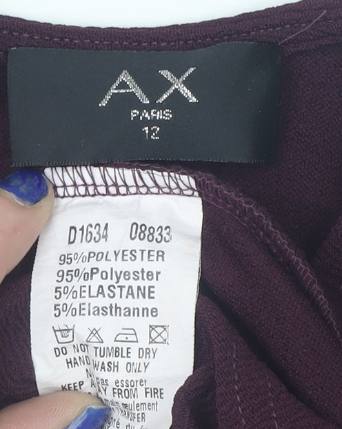AX Paris Women Purple Midi Ruched Bodycon Dress Size 12