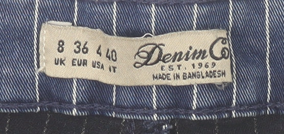 Denim Co Womens Blue Striped High Waist Denim Shorts Size 8