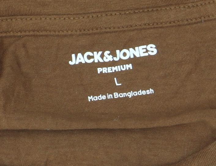Jack & Jones Men’s Brown Graphic T-Shirt L Urban Legend Motorcycle Design