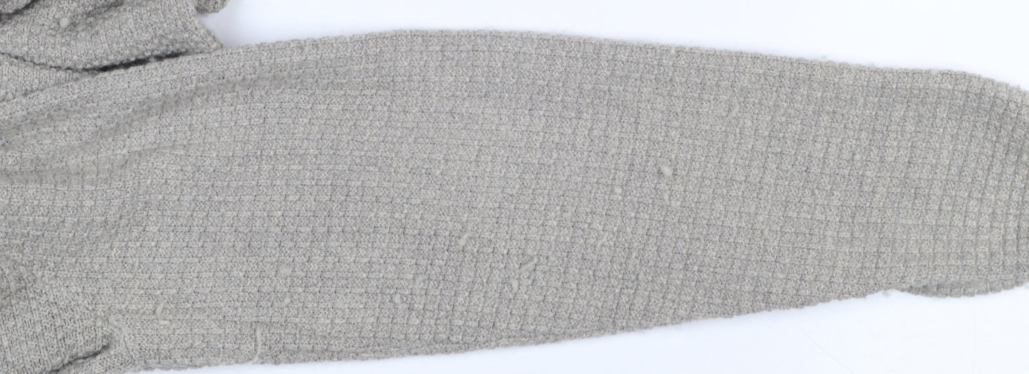 Ted Baker Men's Grey Waffle-Knit Cotton Wool Jumper Size L