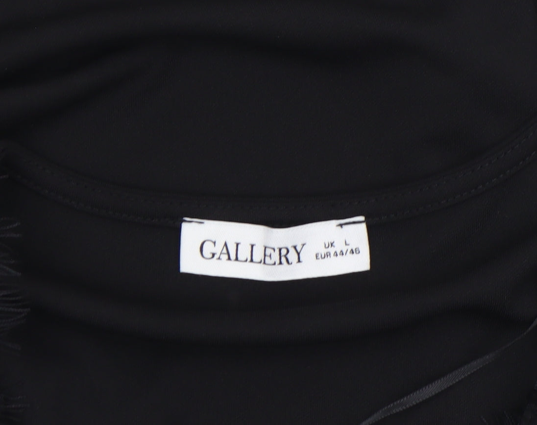 Gallery Women's Black Lace Trim Sleeveless V-Neck Blouse Size L