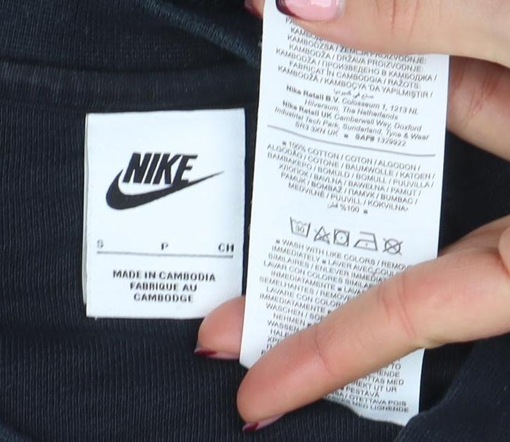 Nike Men's Black Logo Crew Neck Fleece Sweatshirt Size S