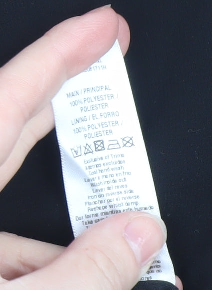 Wallis Women Black Sequin Cuff Chiffon Tunic Blouse Size L