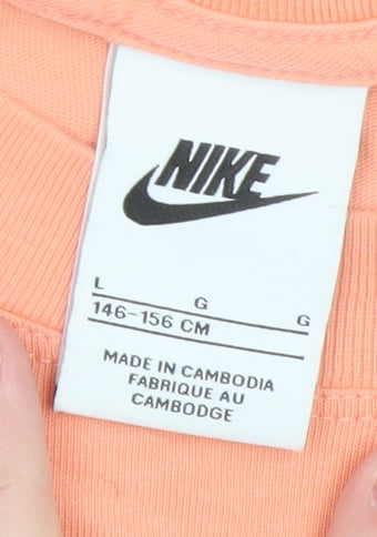 Nike Teens Orange Short Sleeve Cotton T-Shirt L Regular Fit