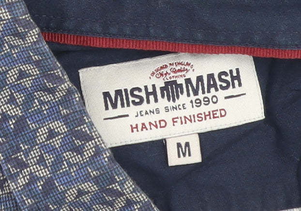 Mish Mash Men's Blue Geometric Button-Down Cotton Shirt Medium