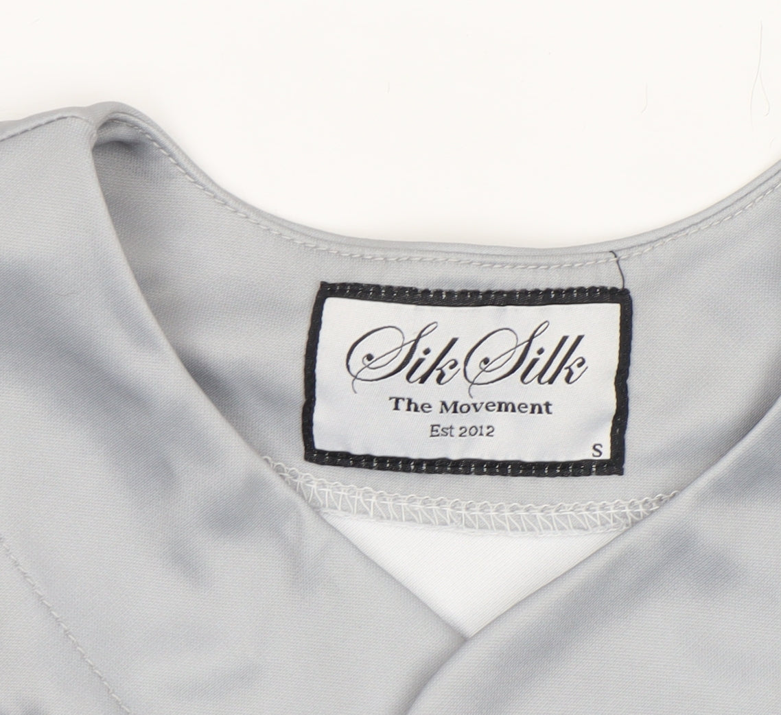 SikSilk Men's Grey Baseball Style Button-Up Shirt Size S