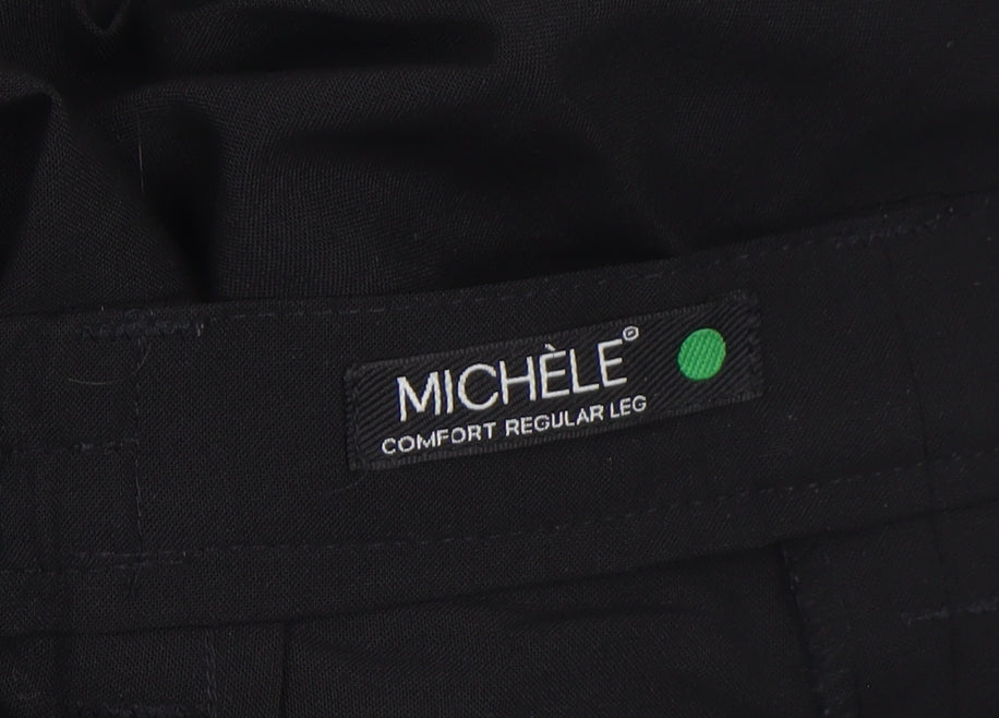 Michèle Women’s Black Wool Blend Comfort Straight Leg Trousers Size 12
