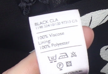 Berkertex Women’s Black Floral Chiffon V-Neck Short Sleeve Tunic Blouse Size 18