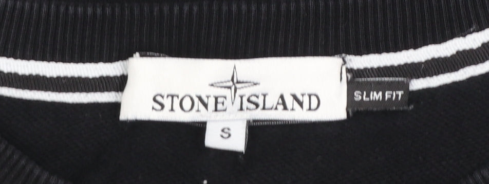 Stone Island Women Black Slim Fit Crew Neck Cotton Sweatshirt Size S