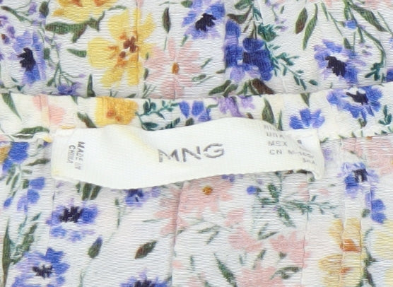 MNG Women's Multicoloured Floral Cropped Blouse Size M