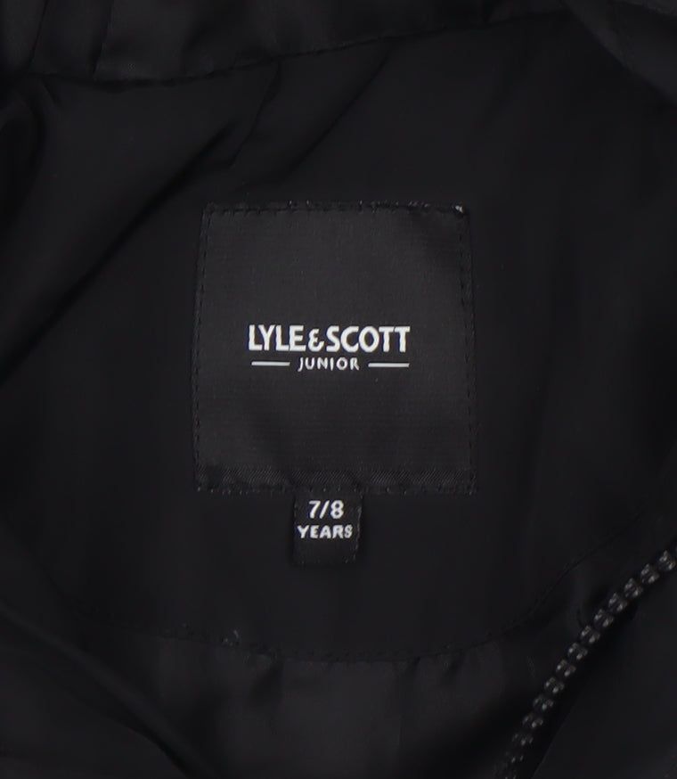 Lyle & Scott Junior Boys Black Hooded Puffer Jacket 7-8 Years Winter Coat