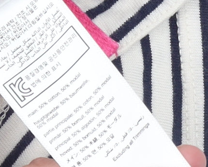 Joules Women’s Ivory Striped Embroidered T-Shirt Size 10