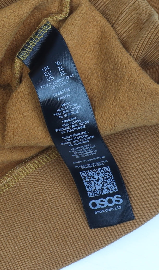 ASOS Men's Brown XL Pullover Hoodie Cotton Fleece Sweatshirt