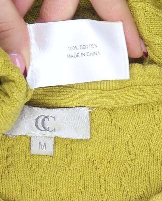 CC Womens Yellow Cable-Knit Cotton Jumper Size M