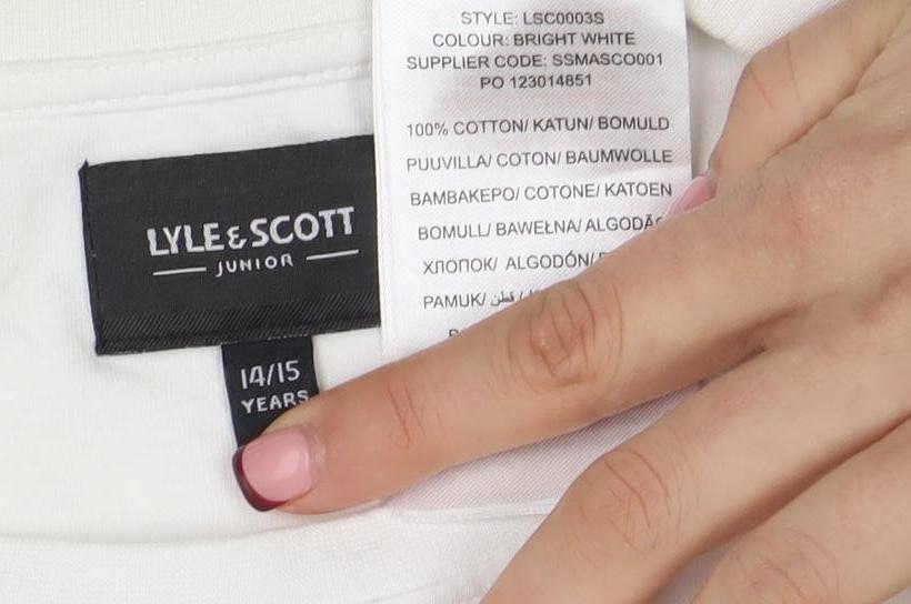 Lyle & Scott Boys White Cotton Logo T-Shirt 14-15 Years Short Sleeve