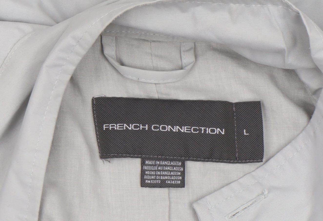 French Connection Women's Grey Mid-Length Rain Coat L