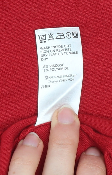 Marks and Spencer Women's Red V-Neck Rhinestone Pullover Jumper UK 10