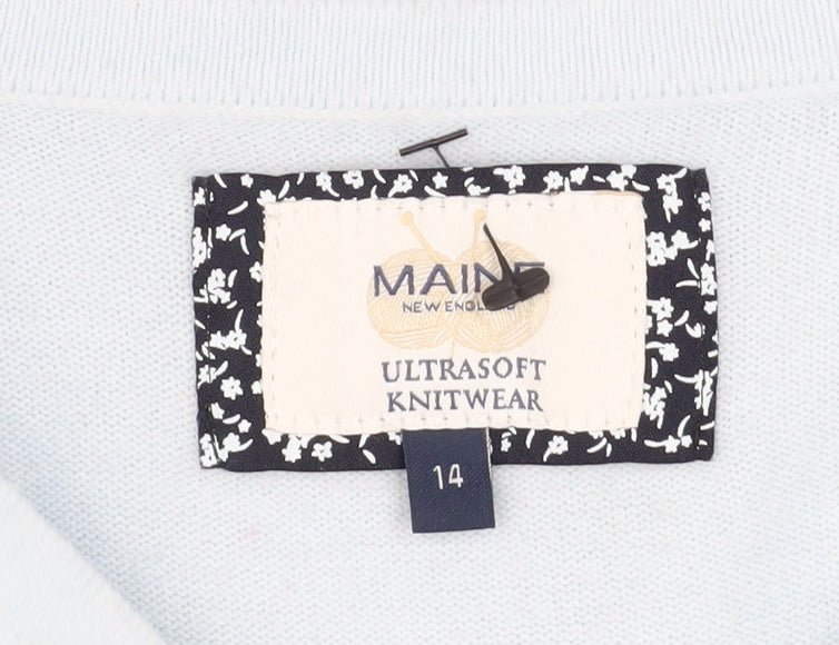 Maine New England Women’s Blue Acrylic Boat Neck Jumper Size 14
