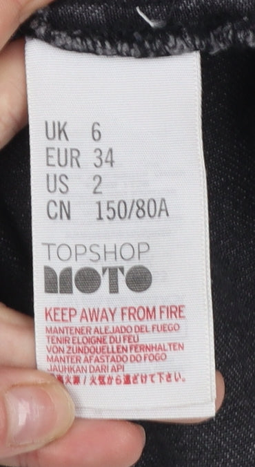 Topshop Women’s Black Denim Pinafore Dress Size 6