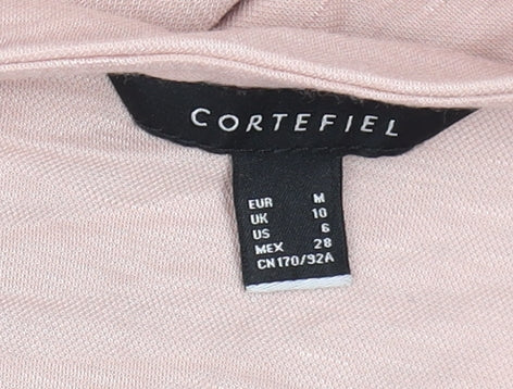 Cortefiel Women’s Pink Short Sleeve Henley Blouse Size 10 Cotton Blend