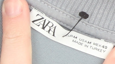 Zara Women Grey Crew Neck Pullover Sweatshirt Size M