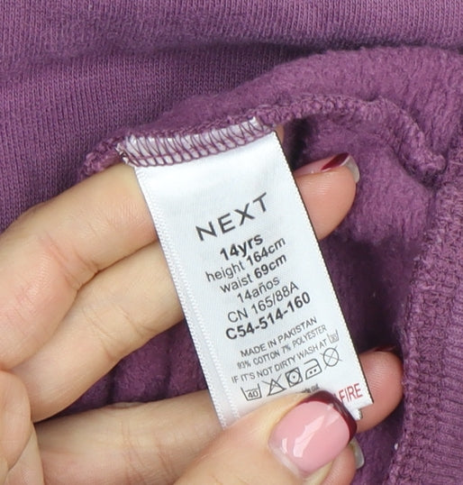 Next Girls Purple Full Zip Hoodie Age 14 Years Cotton Blend Hooded Sweatshirt