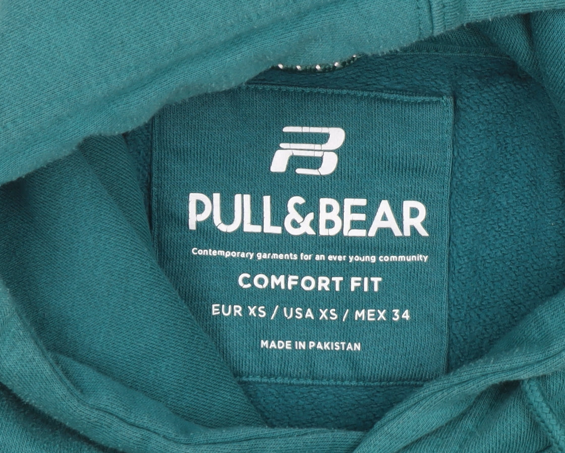 Pull & Bear Womens Green Pullover Hoodie XS Comfort Fit