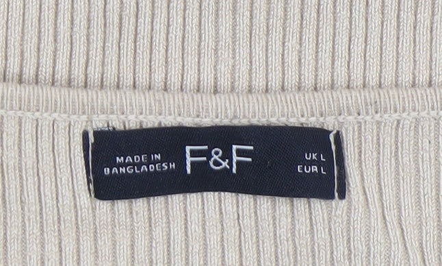 F&F Women’s Beige Square Neck Short Sleeve Knit Top Size L