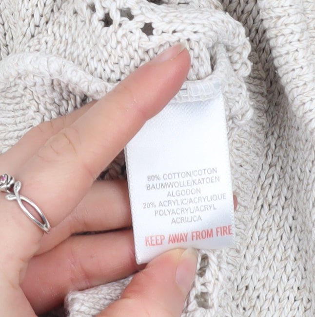 Dorothy Perkins Women’s Ivory Open-Knit Mock Neck Jumper Size 10