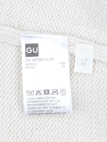 GU Women’s Ivory Knit Button Up Cardigan XL Relaxed Fit