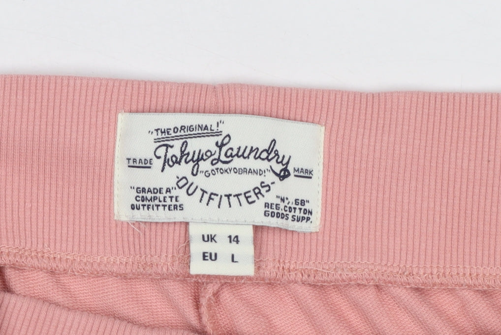Tokyo Laundry Womens Pink Joggers Size 14 Regular Fit Casual Trousers