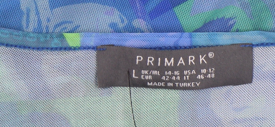 Primark Women’s Multicoloured Mesh Cropped Tie Front Blouse L