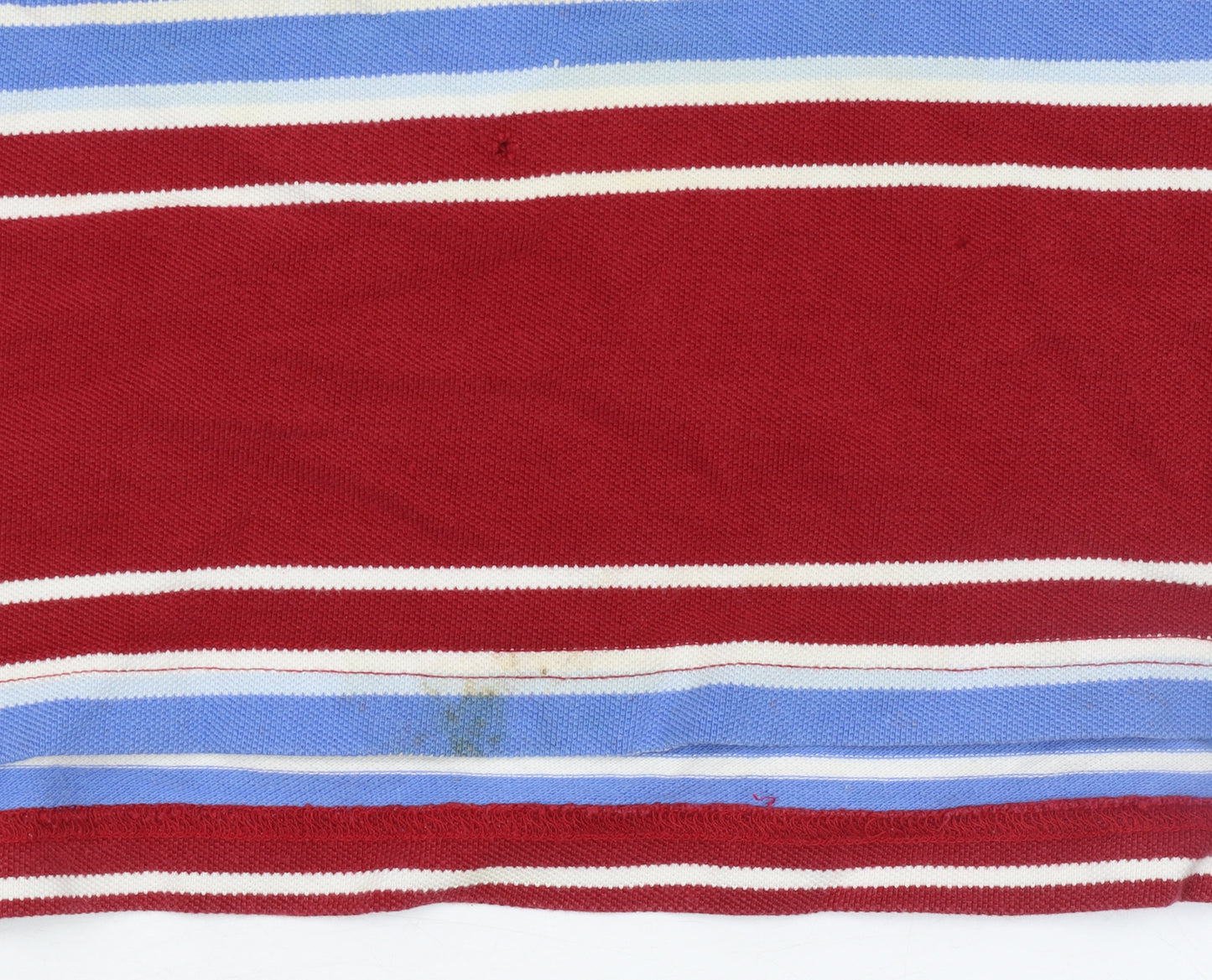 Tommy Hilfiger Men's Red Striped Cotton Polo Shirt M Regular Fit