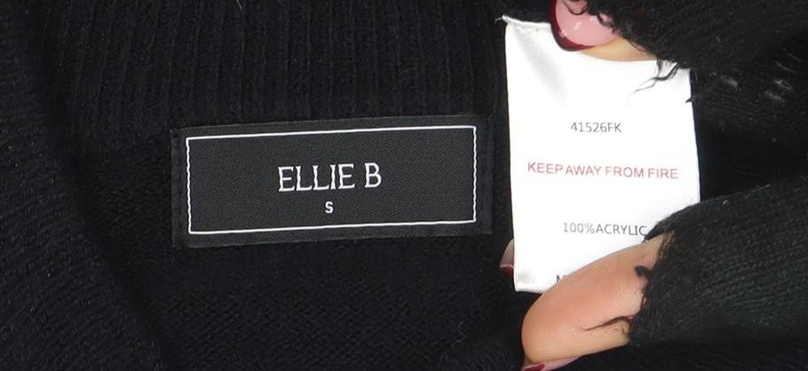 Ellie B Women's Black Acrylic Knit Crew Neck Jumper Size S