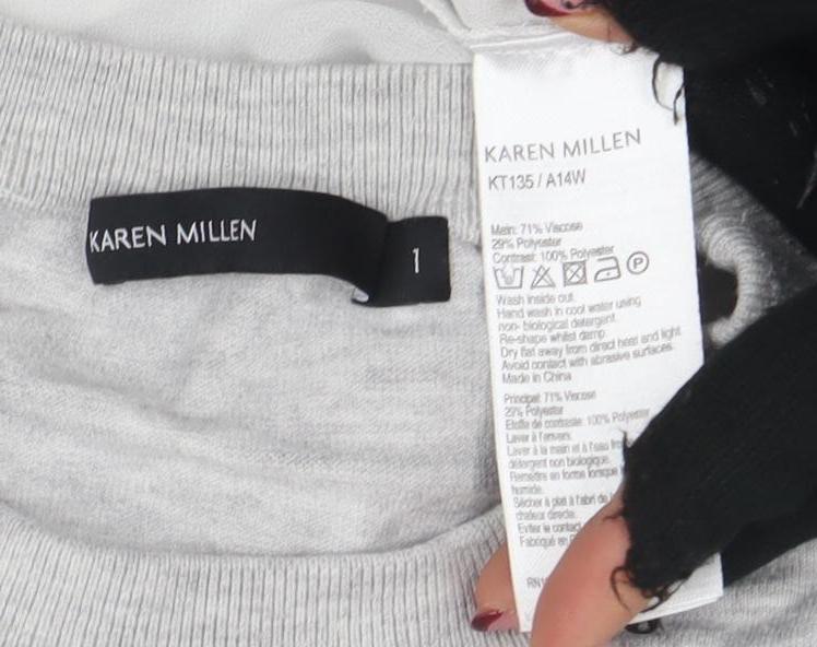 Karen Millen Women’s Grey Viscose Tunic Blouse Size L Short Sleeve