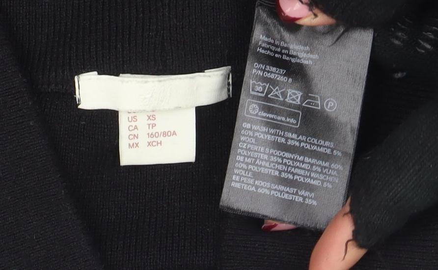 Zara Women Black Off Shoulder Knit Long Sleeve Top XS