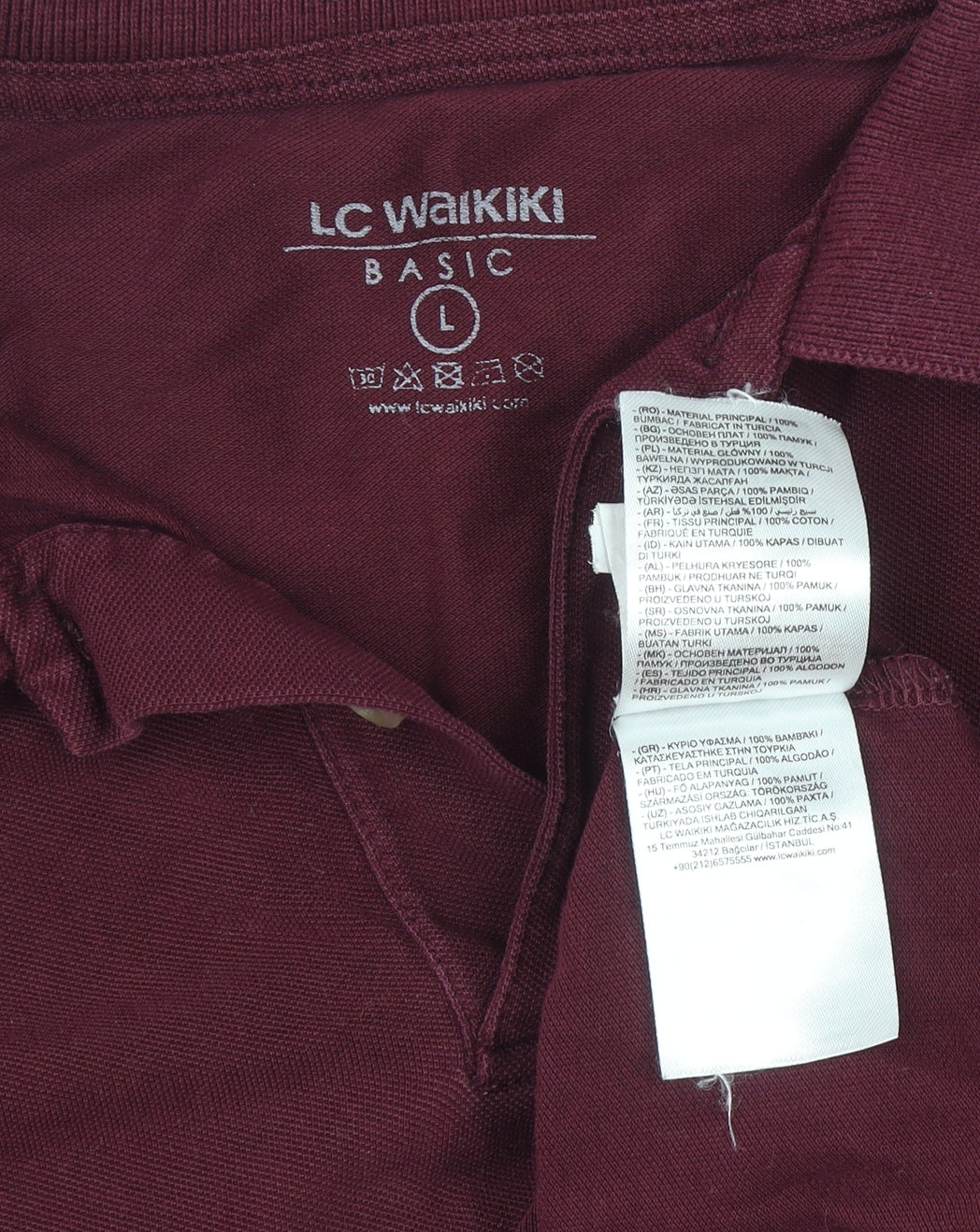 LC Waikiki Men's Red Cotton Short Sleeve Polo Shirt Size L