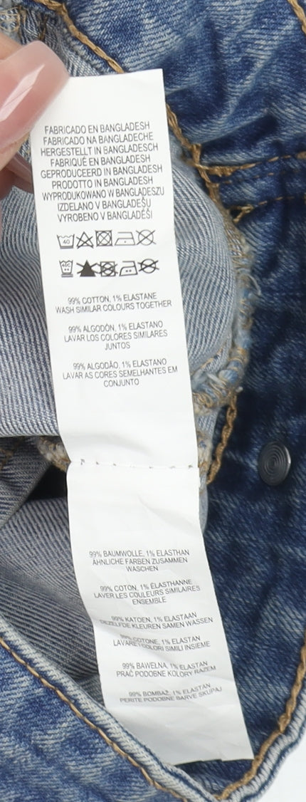 Denim Co. Women's Blue Cropped Denim Jacket Size 8