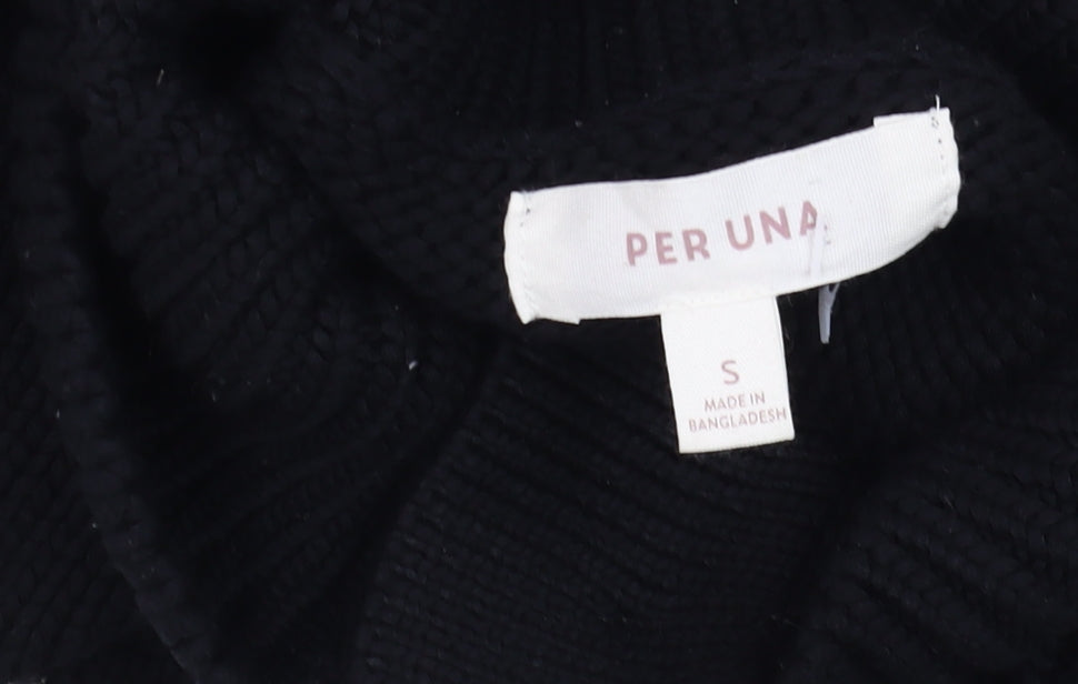 Marks and Spencer Per Una Women's Black Striped High Neck Jumper Size S