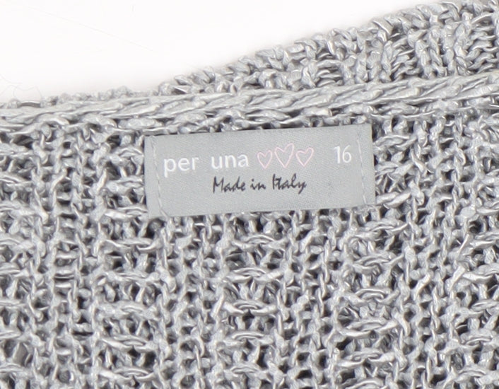 Marks and Spencer Women Grey Open Knit Short Sleeve Cardigan Size 16