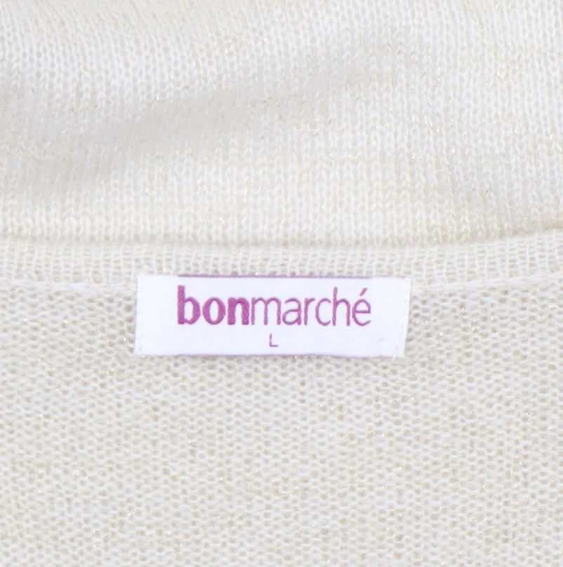 Bonmarché Women’s Beige Open Knit V-Neck Tie Cardigan L