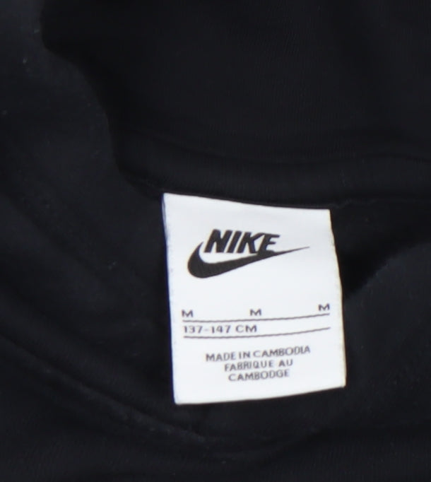 Nike Boys Black Pullover Hoodie M (10-11 Years) Fleece Logo Sportswear