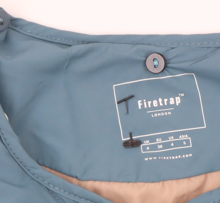 Firetrap Women Blue Quilted Jacket Size 8 Lightweight Zip Casual