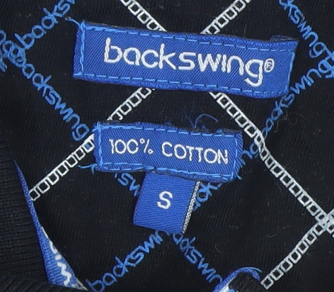 Backswing Men's Black Striped Cotton Golf Polo Shirt Size S