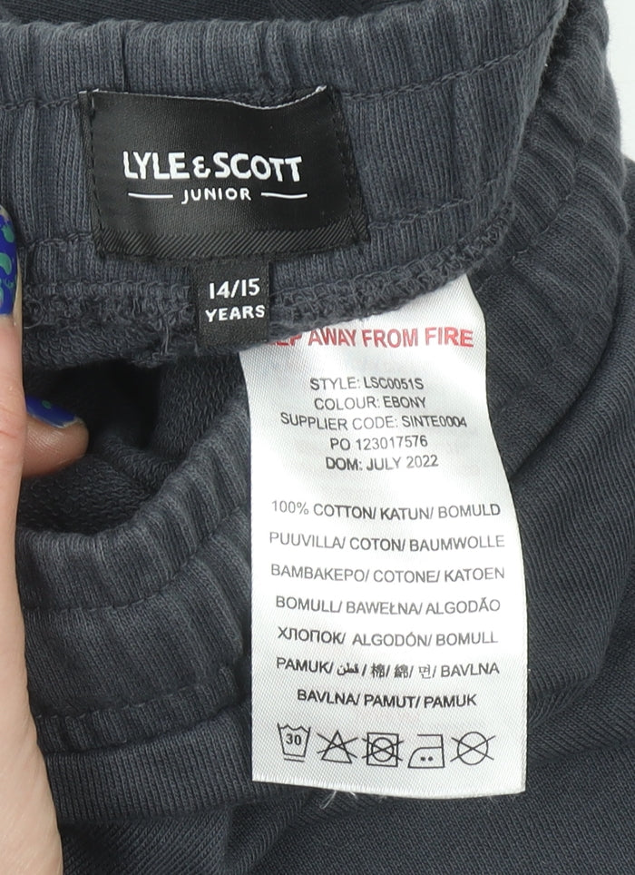 Lyle & Scott Boys Black Sweat Shorts 14-15 Years Cotton Gym Casual