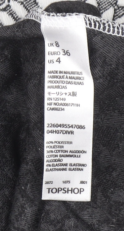 Topshop Women’s Grey Floral Skater Dress Size 8