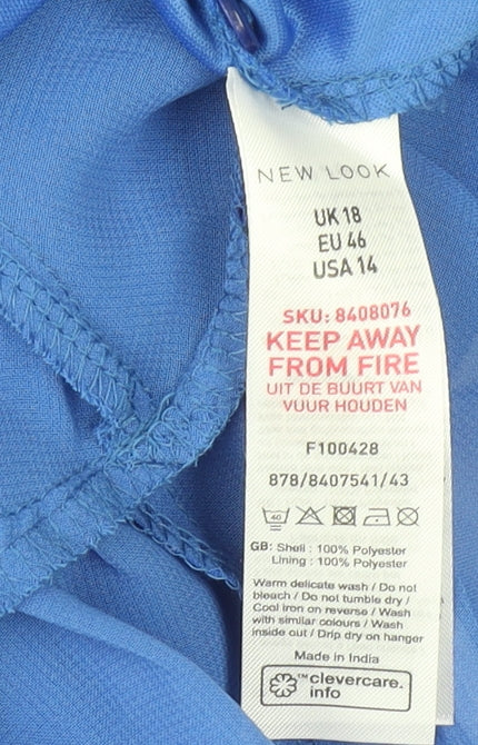 New Look Women Blue A-Line Puff Sleeve Short Dress Size 18