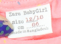 Zara Baby Girl Pink Limited Edition T-Shirt 12-18 Months Glitter Rainbow Print