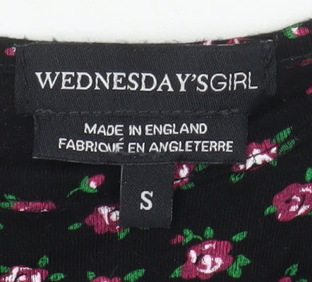 Wednesday's Girl Women's Black Floral Midi Fit & Flare Dress Size S