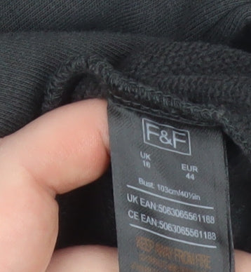 F&F Women's Black Monaco Graphic Pullover Sweatshirt Size 16